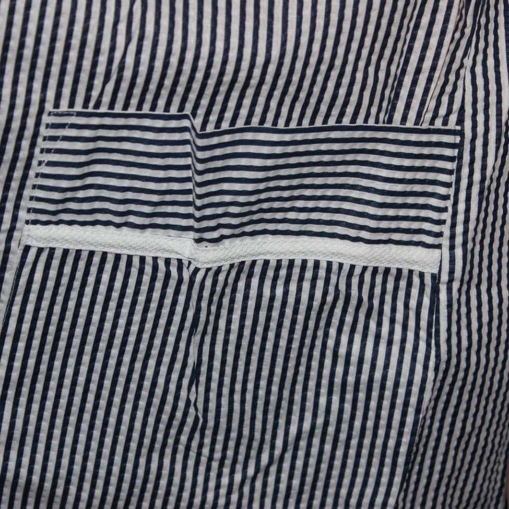 WOMENS EASY ESSENTIALS NAVY WHITE STRIPES SNAPS HOUSECOAT DUSTER PLUS SIZE 1X - Picture 5 of 5